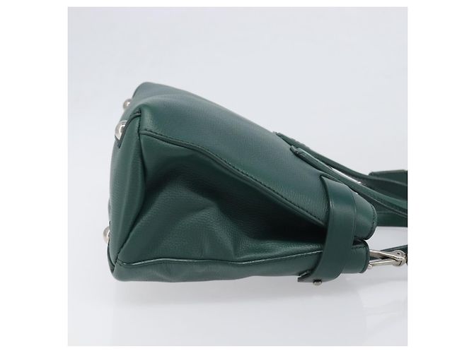 Borsa a mano BURBERRY in pelle 2way Verde Argento Auth BA15318A - vista 3