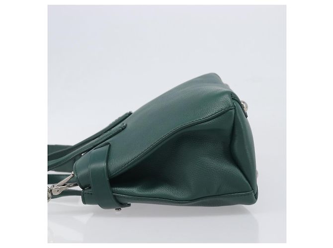 Borsa a mano BURBERRY in pelle 2way Verde Argento Auth BA15318A - vista 4