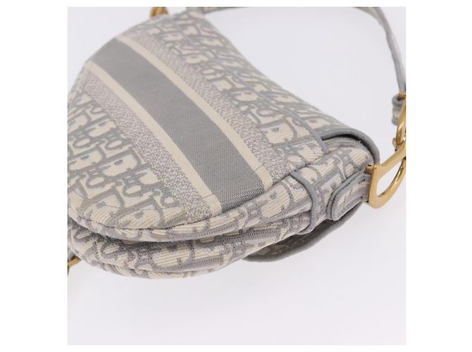Borsa Christian Dior Trotter Canvas Saddle Oblique Grigio Oro Auth 199836SM Marrone D'oro - vista 13