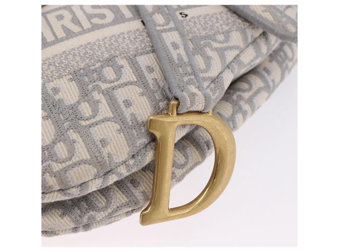 Borsa Christian Dior Trotter Canvas Saddle Oblique Grigio Oro Auth 199836SM Marrone D'oro - vista 14
