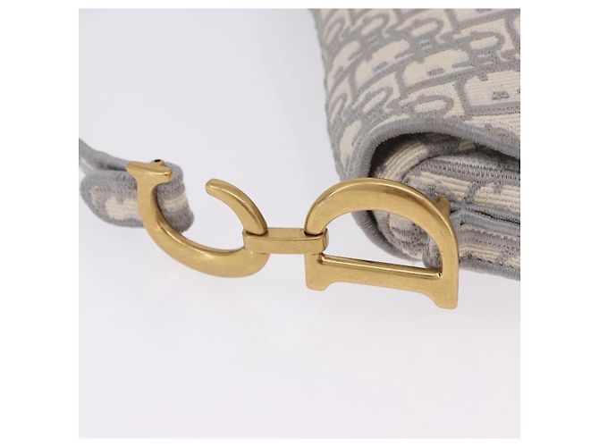 Borsa Christian Dior Trotter Canvas Saddle Oblique Grigio Oro Auth 199836SM Marrone D'oro - vista 15