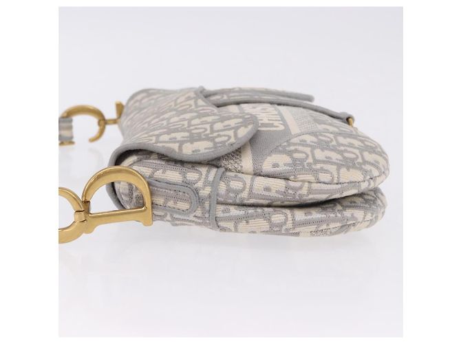 Borsa Christian Dior Trotter Canvas Saddle Oblique Grigio Oro Auth 199836SM Marrone D'oro - vista 5