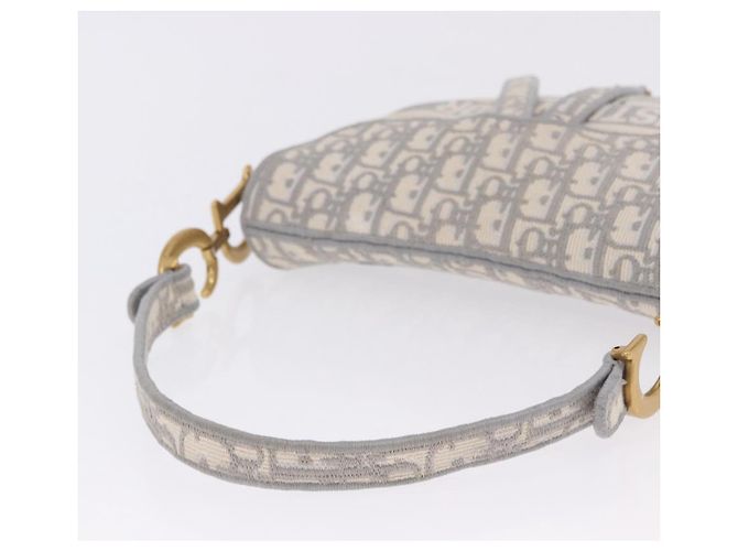 Borsa Christian Dior Trotter Canvas Saddle Oblique Grigio Oro Auth 199836SM Marrone D'oro - vista 7