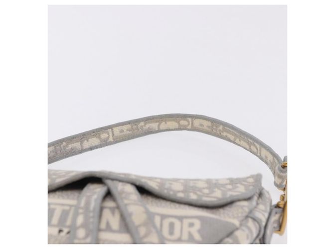 Borsa Christian Dior Trotter Canvas Saddle Oblique Grigio Oro Auth 199836SM Marrone D'oro - vista 8