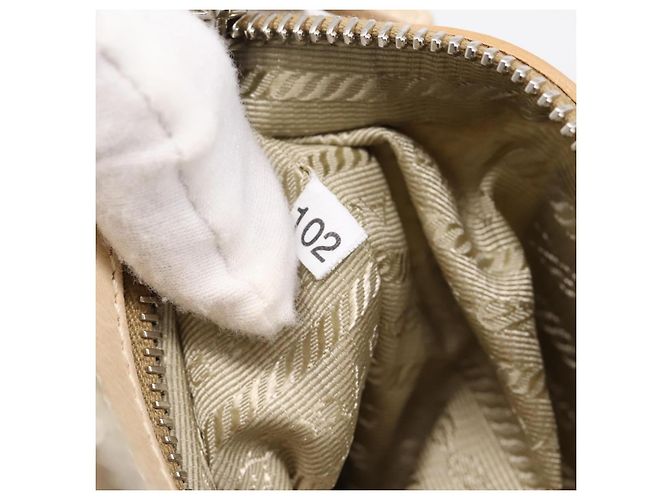 PRADA Schultertasche aus Leder Beige Silber Auth 200826V - Ansicht 11