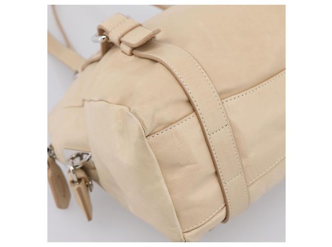 PRADA Schultertasche aus Leder Beige Silber Auth 200826V - Ansicht 15