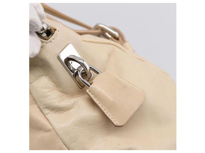 PRADA Schultertasche aus Leder Beige Silber Auth 200826V - Ansicht 18
