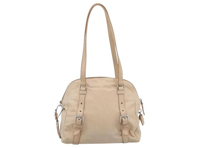 PRADA Schultertasche aus Leder Beige Silber Auth 200826V - Ansicht 2