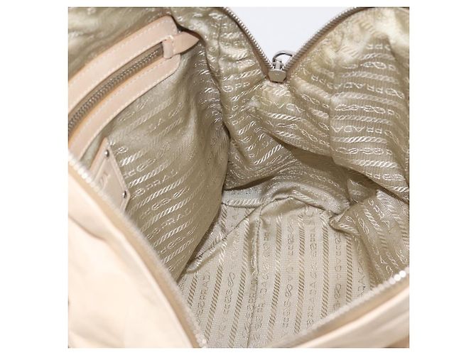 PRADA Schultertasche aus Leder Beige Silber Auth 200826V - Ansicht 23