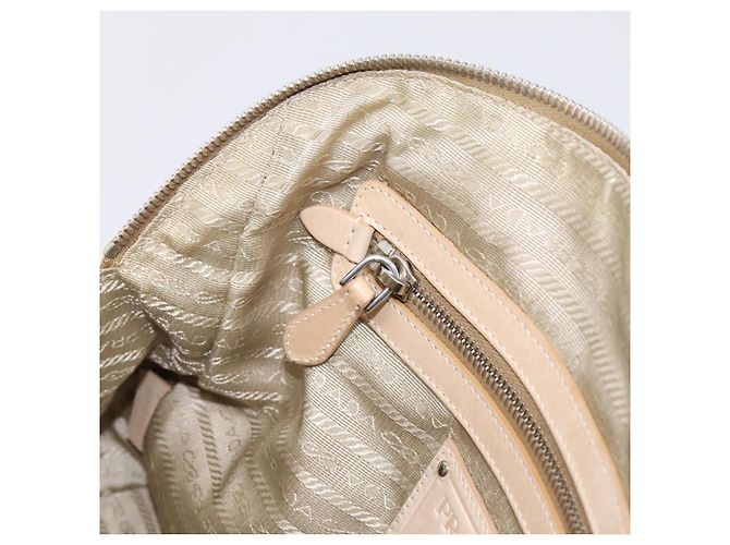 PRADA Schultertasche aus Leder Beige Silber Auth 200826V - Ansicht 25