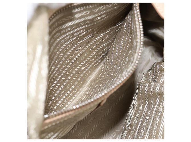 PRADA Schultertasche aus Leder Beige Silber Auth 200826V - Ansicht 26