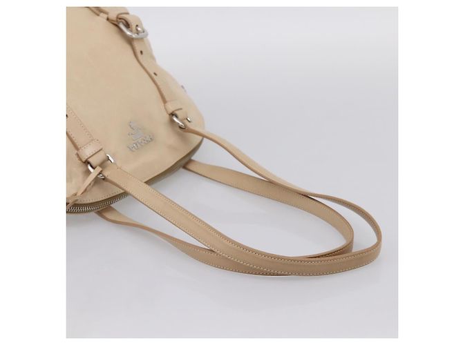 PRADA Schultertasche aus Leder Beige Silber Auth 200826V - Ansicht 7
