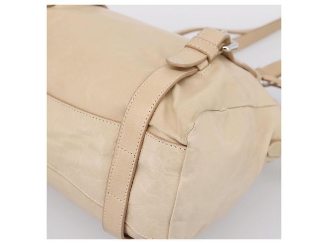 PRADA Schultertasche aus Leder Beige Silber Auth 200826V - Ansicht 8