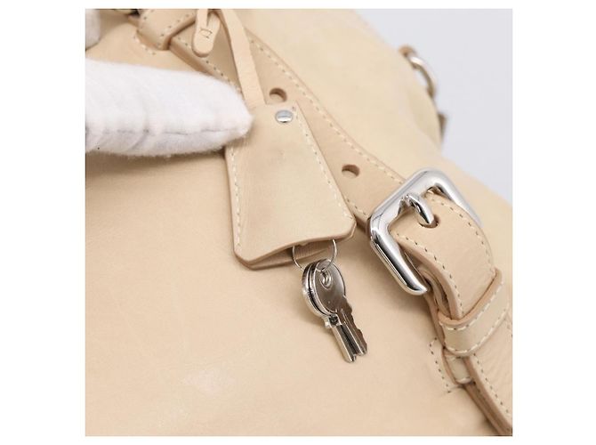 PRADA Schultertasche aus Leder Beige Silber Auth 200826V - Ansicht 9
