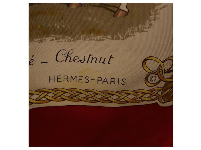 Hermès Foulard HERMES Carre 90 in Seta Beige Auth 199164 - vista 11