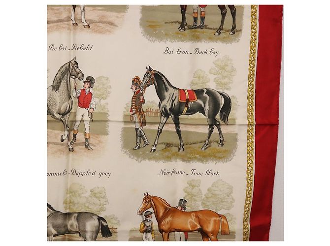 Hermès Foulard HERMES Carre 90 in Seta Beige Auth 199164 - vista 7