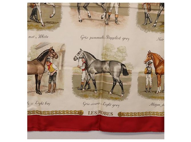 Hermès Foulard HERMES Carre 90 in Seta Beige Auth 199164 - vista 9