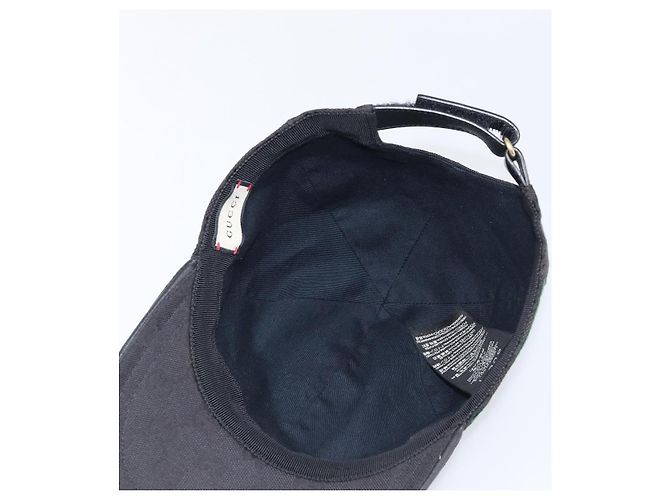 Cappello GUCCI GG Canvas Web Sherry Line Nero Tono Oro 200035 Auth 202104A - vista 10