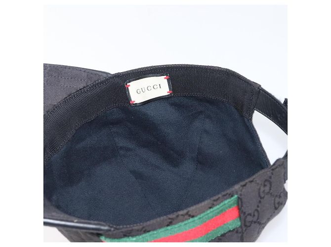 Cappello GUCCI GG Canvas Web Sherry Line Nero Tono Oro 200035 Auth 202104A - vista 11