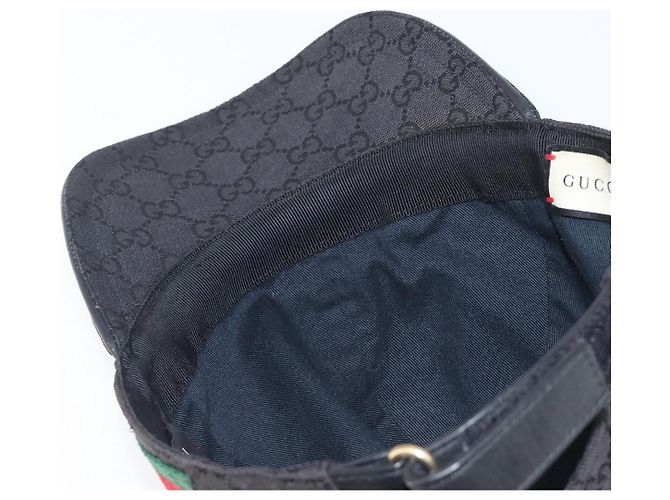 Cappello GUCCI GG Canvas Web Sherry Line Nero Tono Oro 200035 Auth 202104A - vista 12