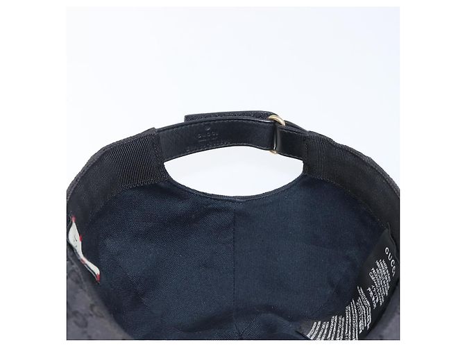 Cappello GUCCI GG Canvas Web Sherry Line Nero Tono Oro 200035 Auth 202104A - vista 13
