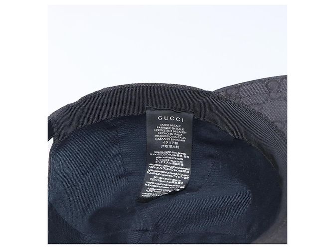 Cappello GUCCI GG Canvas Web Sherry Line Nero Tono Oro 200035 Auth 202104A - vista 14