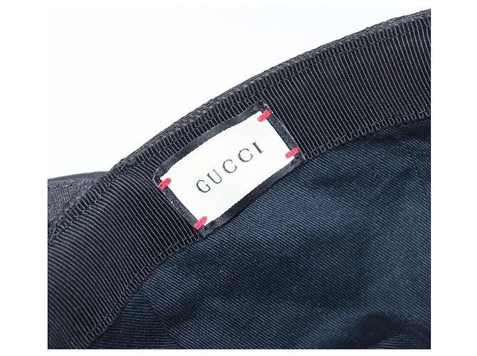 Cappello GUCCI GG Canvas Web Sherry Line Nero Tono Oro 200035 Auth 202104A - vista 15