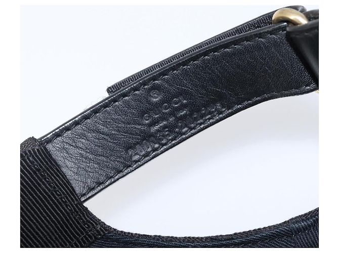 Cappello GUCCI GG Canvas Web Sherry Line Nero Tono Oro 200035 Auth 202104A - vista 16