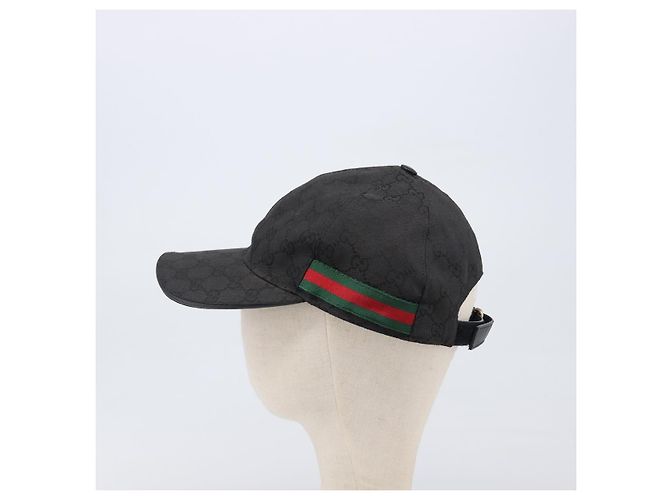 Cappello GUCCI GG Canvas Web Sherry Line Nero Tono Oro 200035 Auth 202104A - vista 4