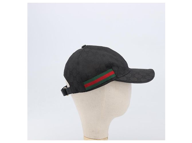 Cappello GUCCI GG Canvas Web Sherry Line Nero Tono Oro 200035 Auth 202104A - vista 5