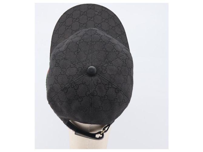 Cappello GUCCI GG Canvas Web Sherry Line Nero Tono Oro 200035 Auth 202104A - vista 7