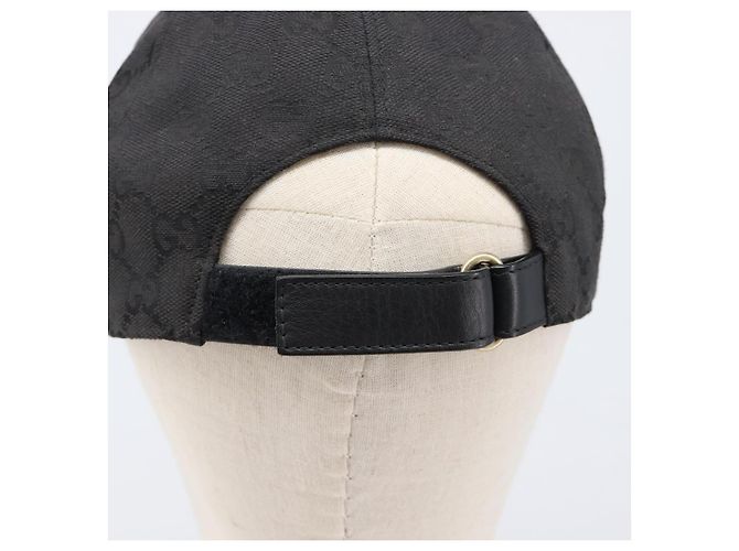 Cappello GUCCI GG Canvas Web Sherry Line Nero Tono Oro 200035 Auth 202104A - vista 8