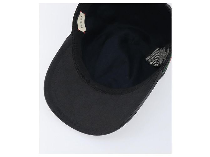 Cappello GUCCI GG Canvas Web Sherry Line Nero Tono Oro 200035 Auth 202104A - vista 9