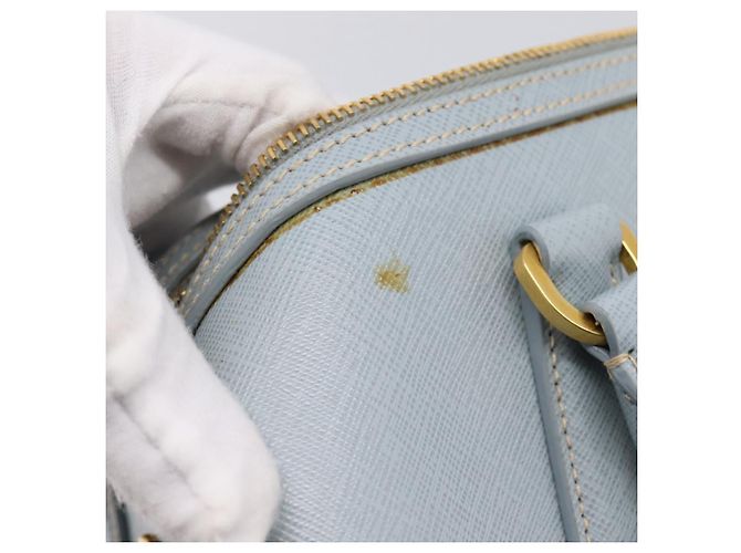 Borsa Boston PRADA pelle Saffiano 2way Blu Chiaro Oro Auth 201928A D'oro - vista 10
