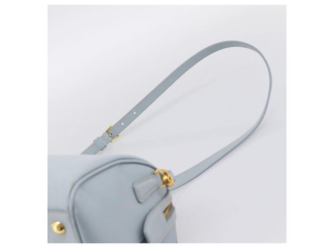 Borsa Boston PRADA pelle Saffiano 2way Blu Chiaro Oro Auth 201928A D'oro - vista 15
