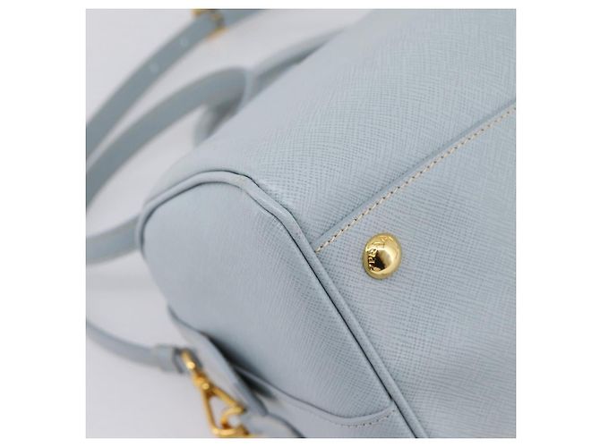 Borsa Boston PRADA pelle Saffiano 2way Blu Chiaro Oro Auth 201928A D'oro - vista 19