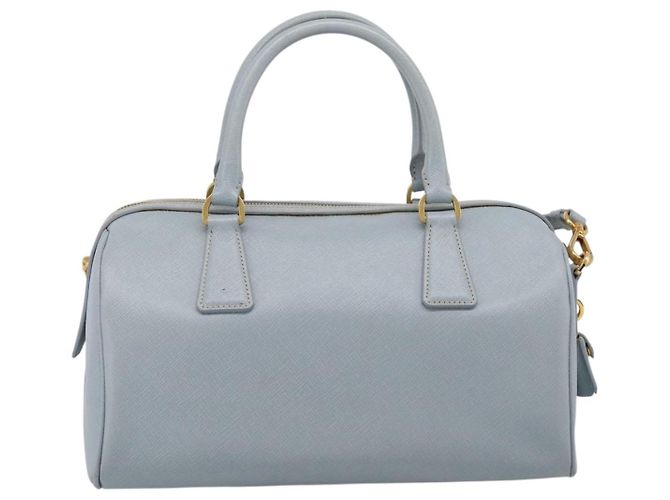 Borsa Boston PRADA pelle Saffiano 2way Blu Chiaro Oro Auth 201928A D'oro - vista 2
