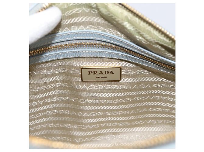 Borsa Boston PRADA pelle Saffiano 2way Blu Chiaro Oro Auth 201928A D'oro - vista 23