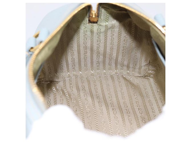 Borsa Boston PRADA pelle Saffiano 2way Blu Chiaro Oro Auth 201928A D'oro - vista 24