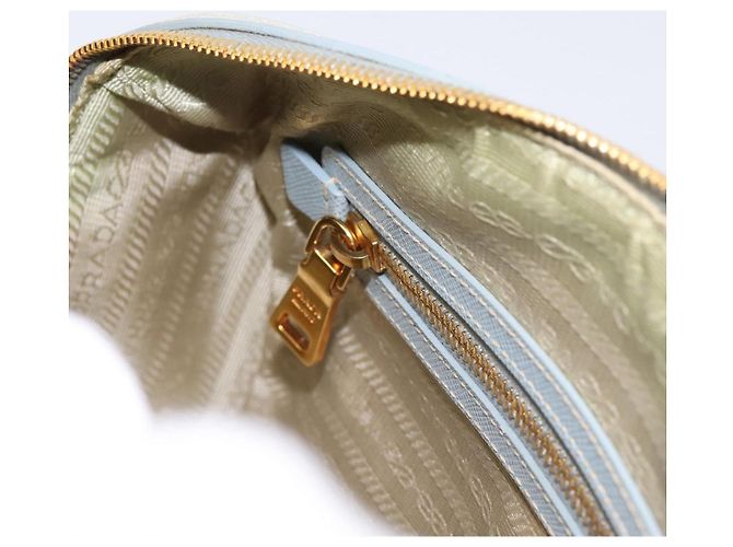 Borsa Boston PRADA pelle Saffiano 2way Blu Chiaro Oro Auth 201928A D'oro - vista 26