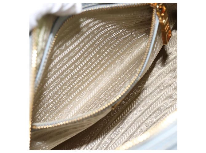 Borsa Boston PRADA pelle Saffiano 2way Blu Chiaro Oro Auth 201928A D'oro - vista 27