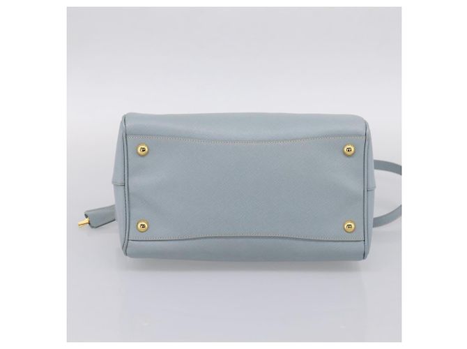 Borsa Boston PRADA pelle Saffiano 2way Blu Chiaro Oro Auth 201928A D'oro - vista 5