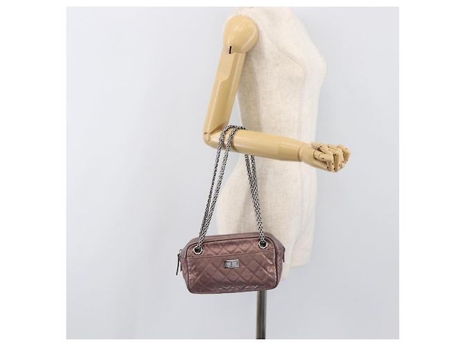 CHANEL 2.55 Matelasse Schultertasche aus rosa Leder mit Kette und silbernem CC Auth yk20882V Pink - Ansicht 23