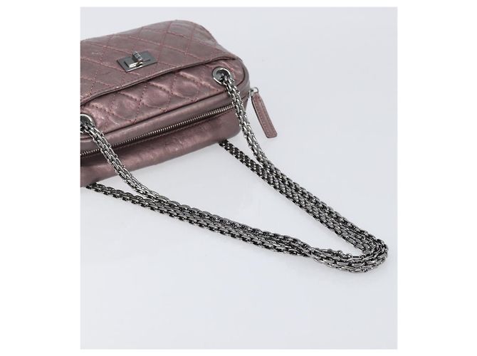 CHANEL 2.55 Matelasse Schultertasche aus rosa Leder mit Kette und silbernem CC Auth yk20882V Pink - Ansicht 7