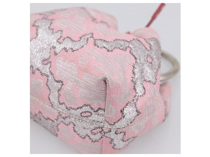 PRADA Brokat-Handtasche Seide Rosa Silber Auth 199363SAM Pink - Ansicht 14