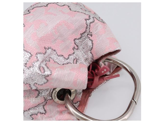 PRADA Brokat-Handtasche Seide Rosa Silber Auth 199363SAM Pink - Ansicht 6