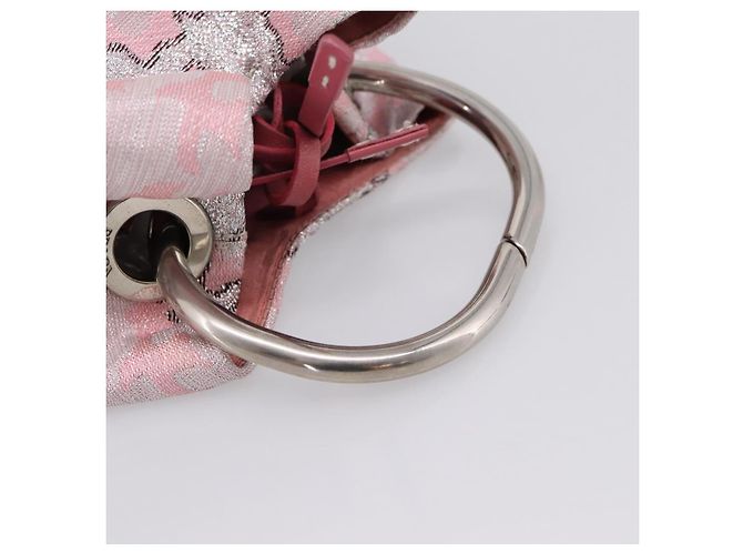 PRADA Brokat-Handtasche Seide Rosa Silber Auth 199363SAM Pink - Ansicht 7