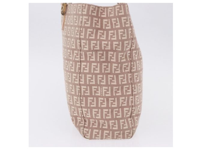 FENDI Zucchino Canvas Tote Bag Beige Gold Auth ka5989A Golden - Ansicht 3