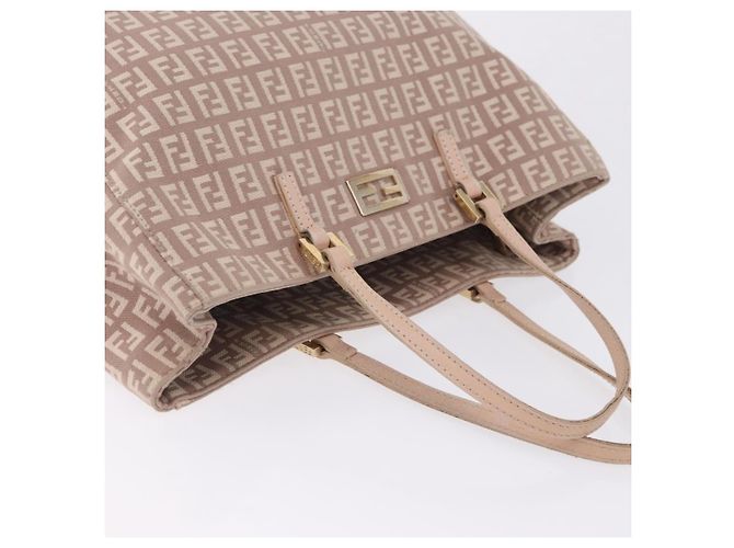 FENDI Zucchino Canvas Tote Bag Beige Gold Auth ka5989A Golden - Ansicht 6