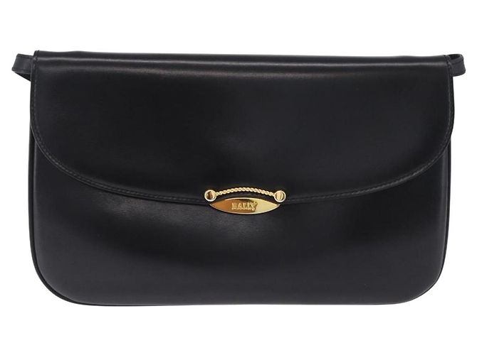 BALLY Schultertasche aus Leder Schwarz Goldfarben Auth 202267A - Ansicht 13